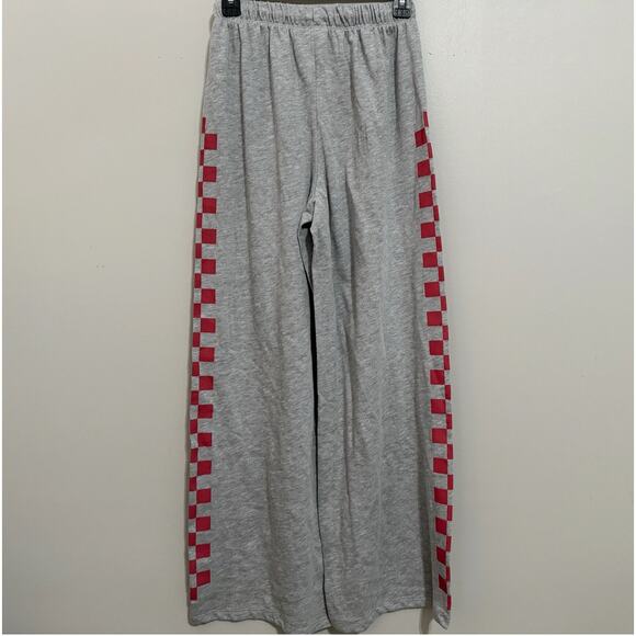 Grayson Threads Pants Womens Medium Gray Wide Leg America Graphic Check Sweats - Picture 5 of 9